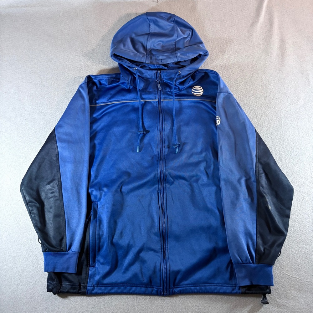 AT&T Mens XL Blue Performance Full Zip Hoodie Jacket Corporate Techwear